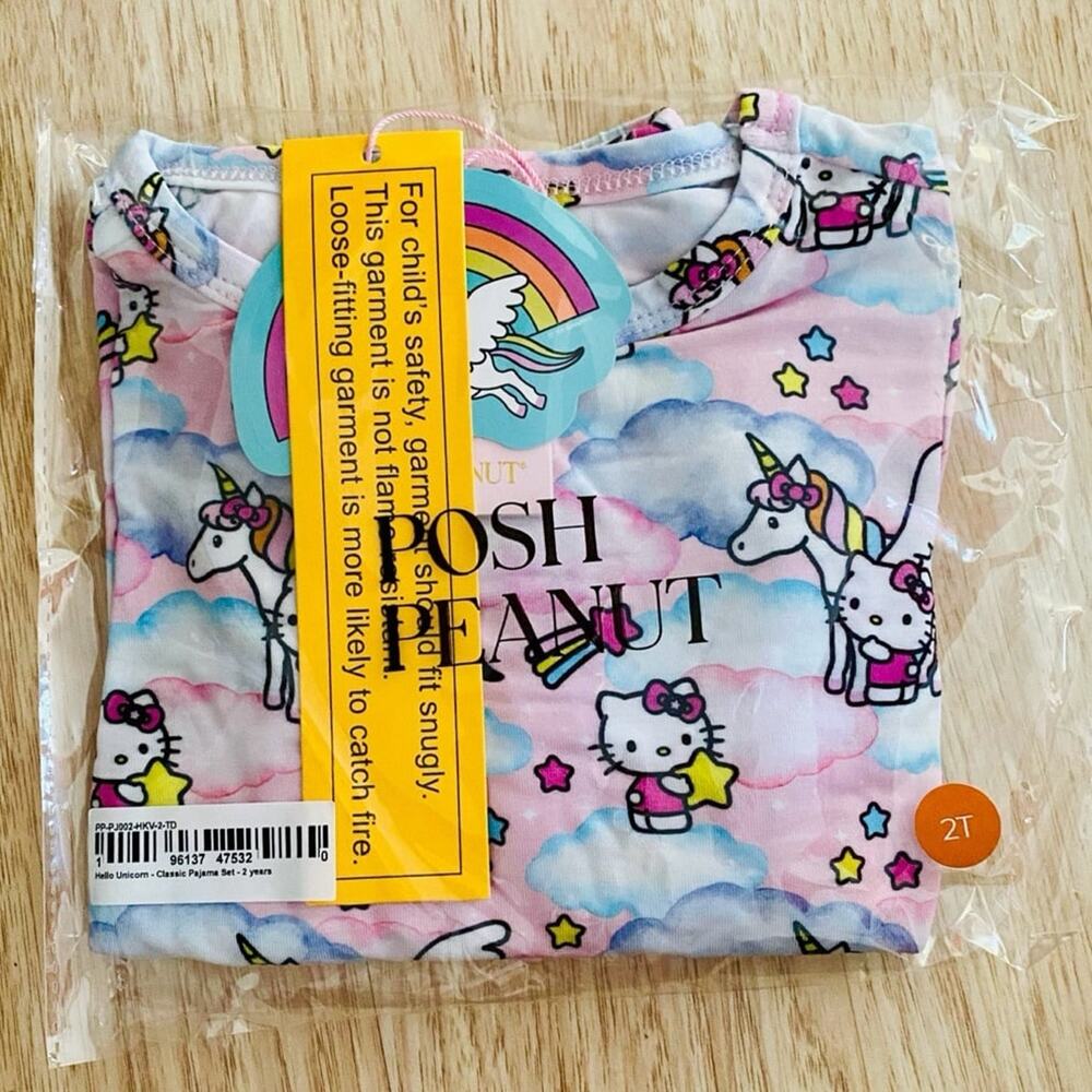 NIB Posh Peanut Hello Kitty Unicorn Classic Pajamas Set in Size 2T